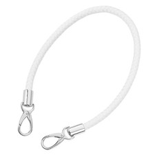 60cm Short Leather PU Braided Purse Replacement Handle White Silver