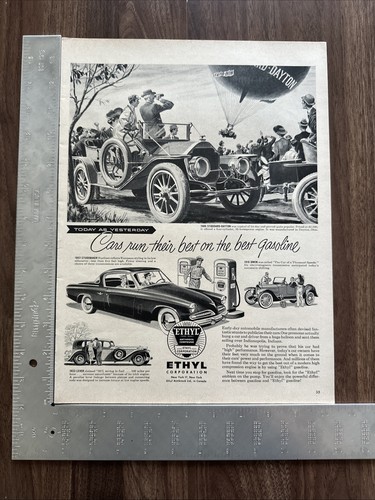 1953 Ethyl Corporation Gasoline Print Ad Cars Run Their Best On The Best - Picture 2 of 2