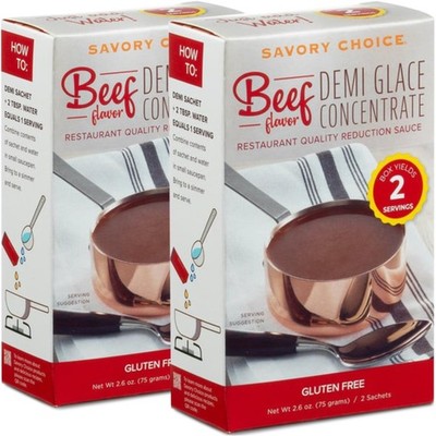 SAVORY CHOICE Beef Demi-Glace Concentrate, 2 Boxes of 2 Packets 2 Pack