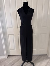 Fredericks of Hollywood Women Slip Dress Sz M Black Maxi Whimsigoth Sexy USA