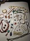 Vintage Costume Jewelry Lot 26 Pieces Bracelets, Earrings,Pendant & Necklace Pin