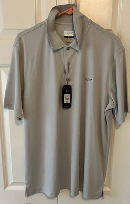 #ad #ad Greg Norman Shark Logo Men Gray Performance Fabric Play Dry Golf Shirt NWT $21.00