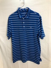 Vineyard Vines Blue White Stripe Short Sleeve Polo Golf Shirt M Whale Logo