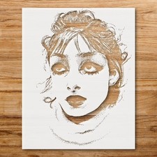 Expressive Woman Portrait Stencil for Unique Crafting Projects - StencilAir