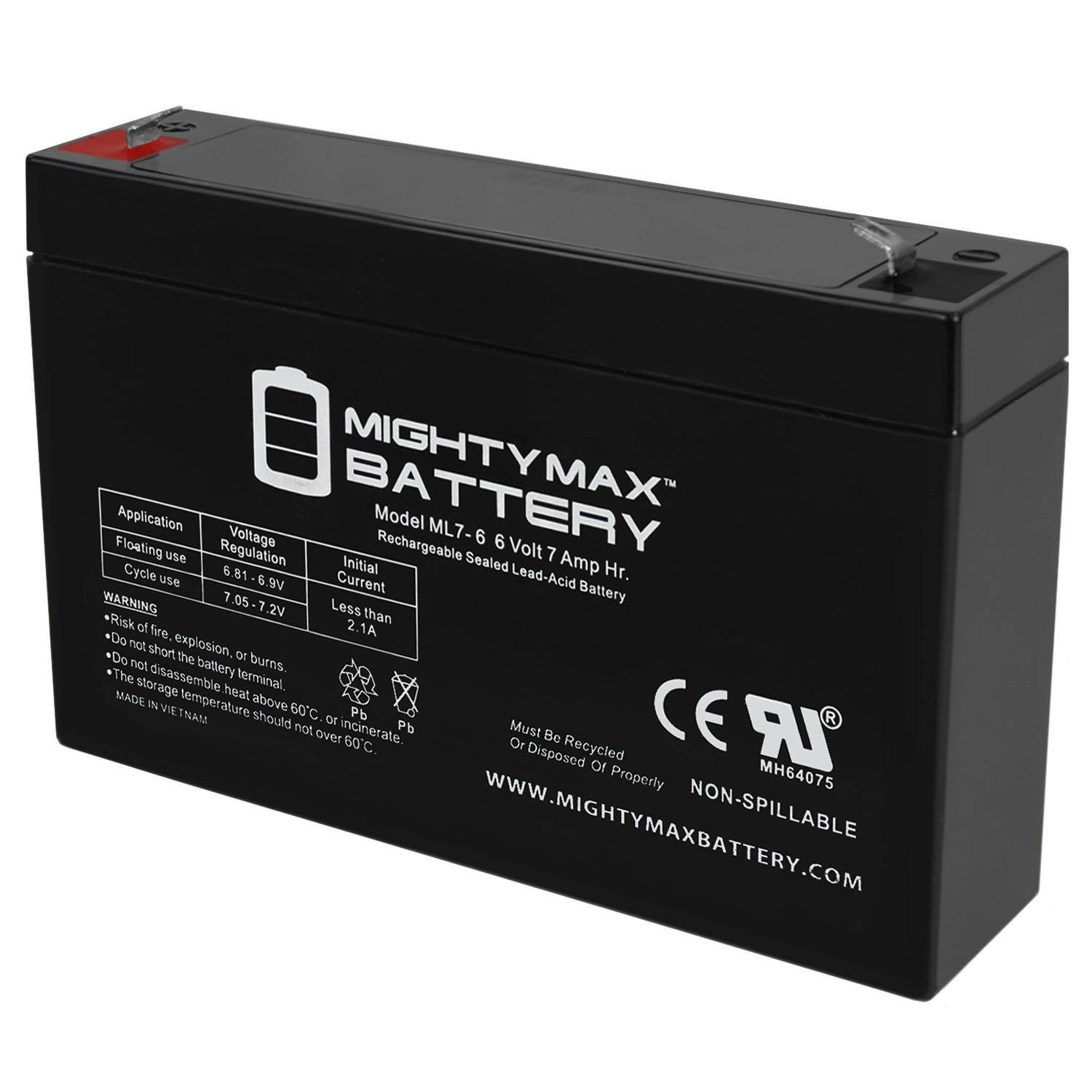 Mighty Max 6V 7Ah SLA Replacement Battery for Kid Trax KT105