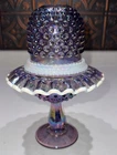 Fenton Purple 95th Carnival GLOWS Hobnail Snow Crest 3 Piece Pedestal Fairy Lamp