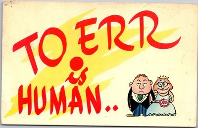 To Err Is Human Comic Postcard Unused P30579 Colourpicture Publishers Vintage
