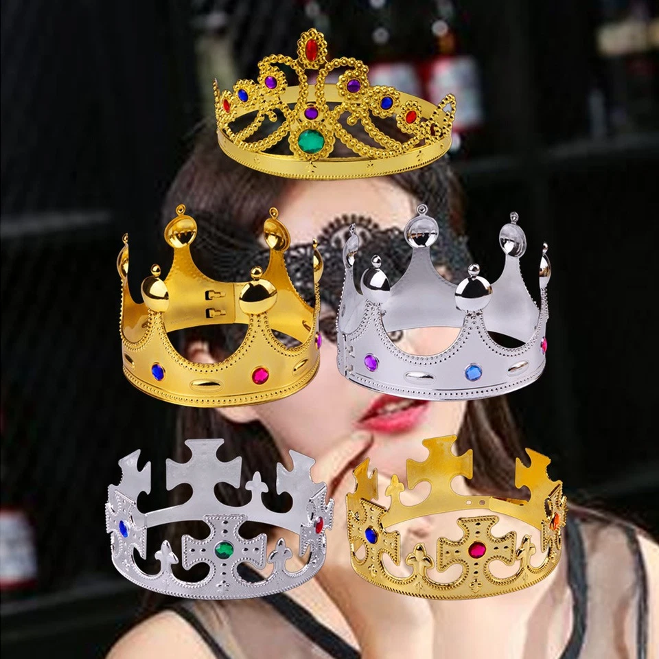 5 pezzi Festa di Halloween Corona del re Corona d'argento dorata Corona monarca - Immagine 3 di 4