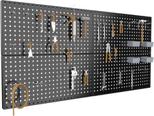 Metal Pegboard Wall Organizer Kit - 4x2ft with Hooks  Bins for Tool Storage