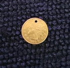 1880 California Cal Fractional Gold Quarter 1/4 Dollar Indian Head Round Holed
