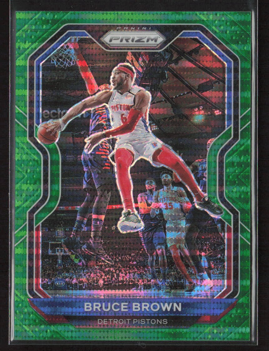 Bruce Brown 2020-21 Panini Prizm #239 Green Pulsar Prizms /25 Detroit Pistons