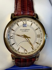 Gianni Sabatini NGS601 Gold-Tone Watch – Roman Dial Leather Strap Boxed Exc Cond