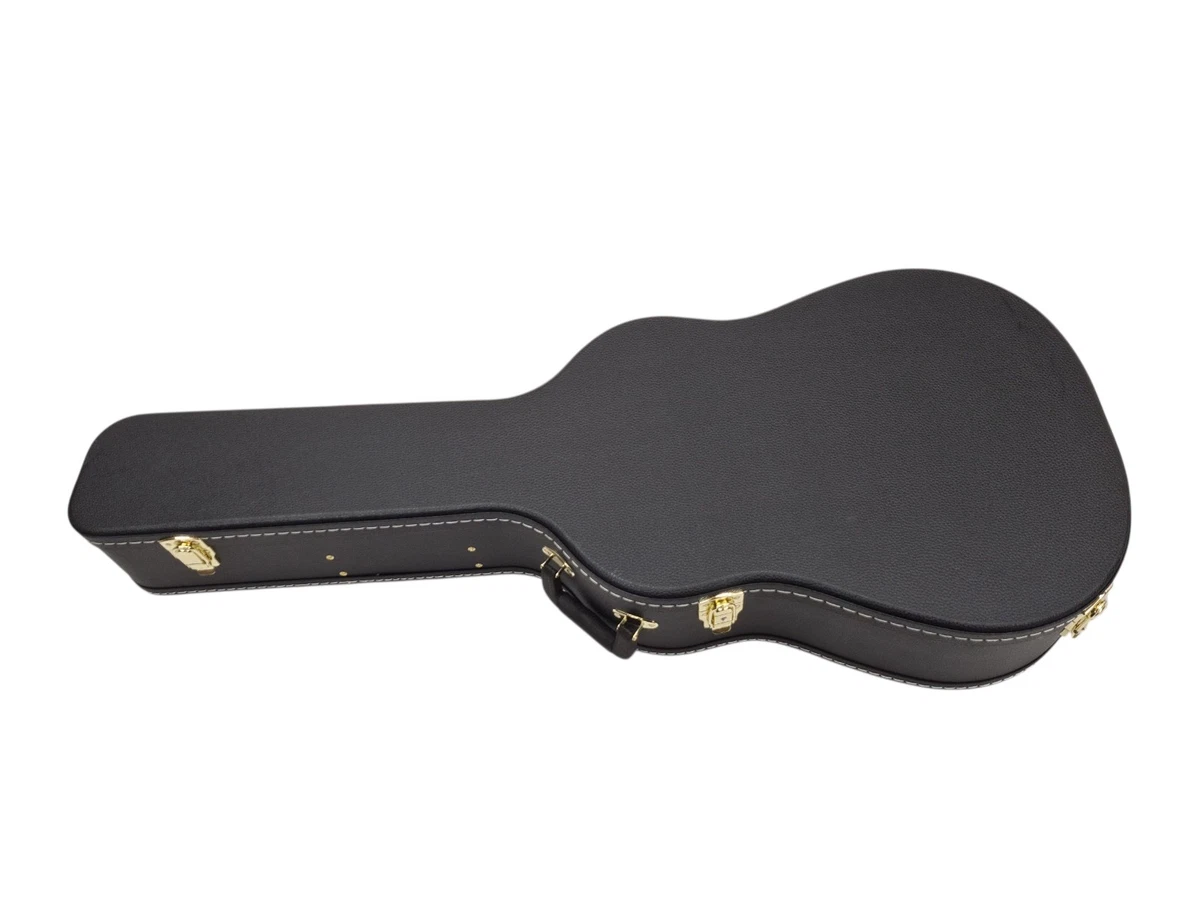 Westerngitarre Koffer Jumbo Gitarrenkoffer Hartschale Holzkern Leder Schwarz NEU