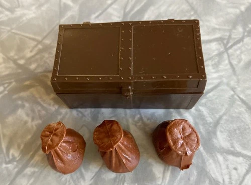 Vintage 1960s Marx Johnny Jane West 3 Gold Bags & Chest Strong Box