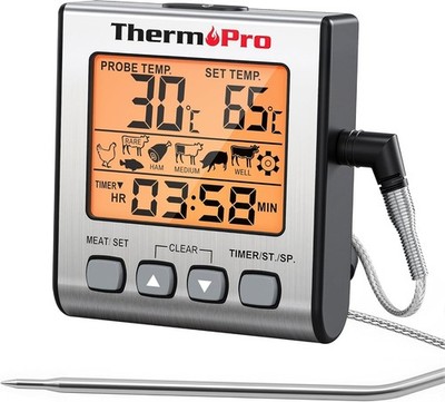 Digitales Grillthermometer mit Timer und Hintergrundbeleuchtung