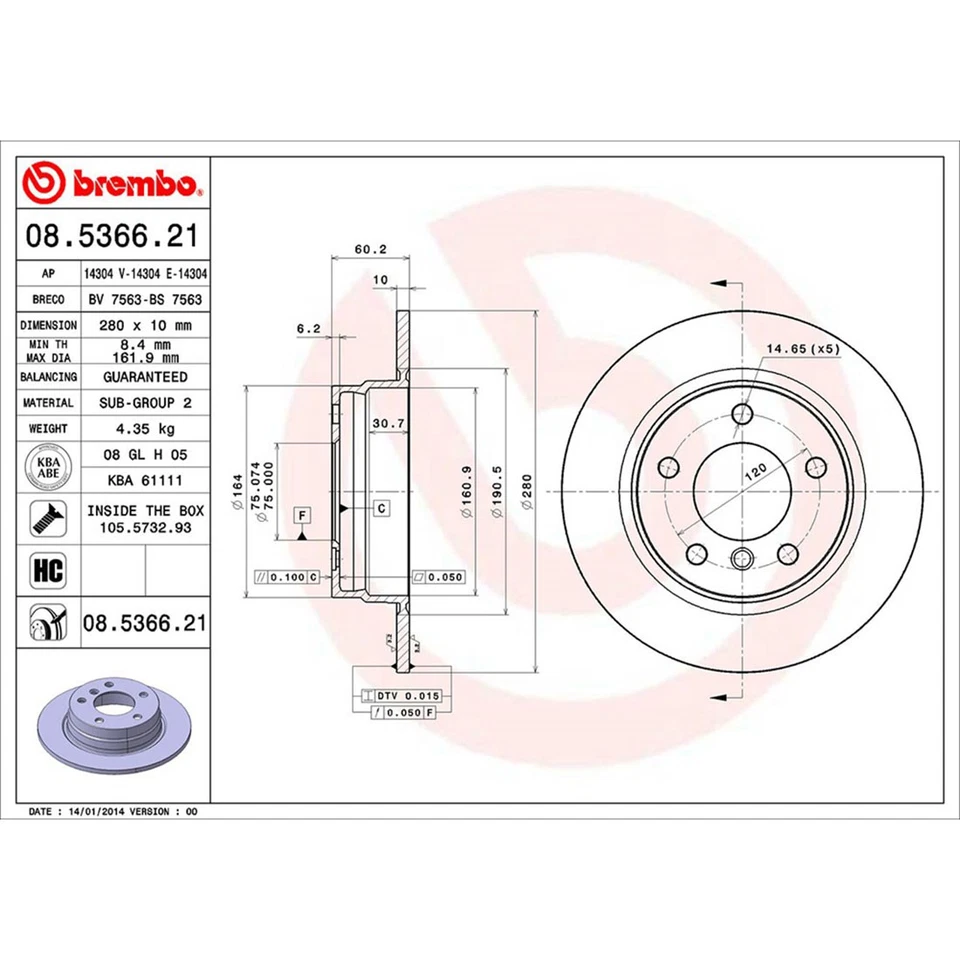 Juego de pastillas de freno de disco trasero Brembo rotor de freno de disco 3 piezas para BMW 318i 1994-1998 Foto 2 de 4