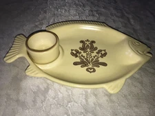 Rare PFALTZGRAFF 2pc VILLAGE 247 Dip Sauce CUP Dish SEAFOOD SERVER Plate 9¼"x6½"