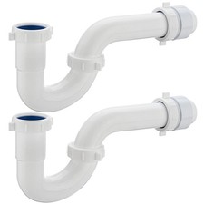 2 Pack White 1-1/2 inch P Trap for Bathroom Kitchen Sink Drain Replacement ...