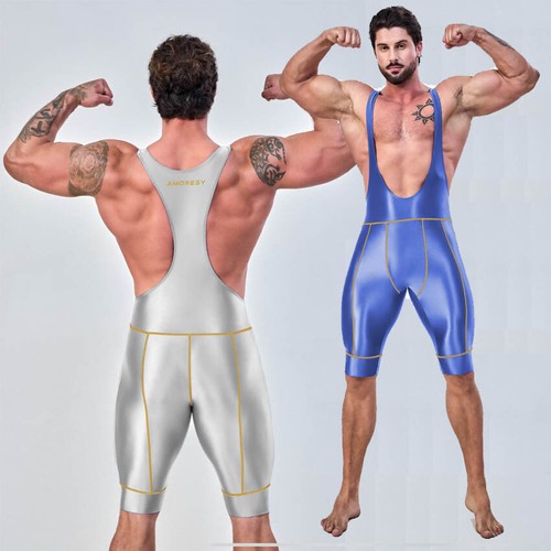 AMORESY Monos Para Hombre Brillantes Brillantes Medias Monos Chándales Trajes Ropa Activa - Imagen 9 de 43