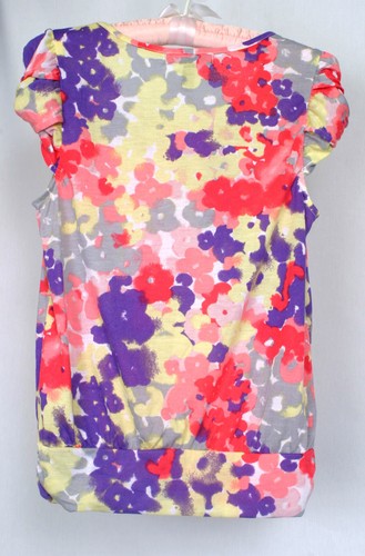 Epic Threads Girls Purple Yellow Pink Floral Short Sleeve Shirt Top Size XL - Picture 2 of 9
