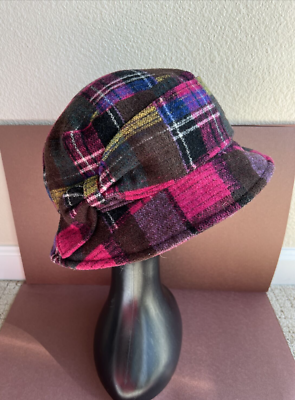 Hutkonig Fuchsia Plaid Wool Blend Bucket Hat | eBay display picture 1