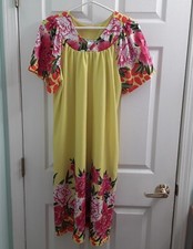 Vintage Yellow Floral Nightgown House Dress Anthony Richards Medium