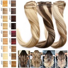 Extra Thick Double Weft Clip In FULL HEAD Remy Human Hair Extensions Best Ombre