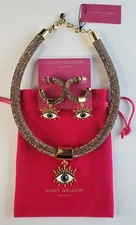 KURT GEIGER LONDON EVIL EYE PENDANT ROPE CHOKER NECKLACE & EARRINGS SET NWT