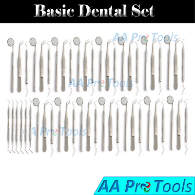 90 Professional Instruments Basic Dental Set Mirror, Explorer, Pliers, Stainless