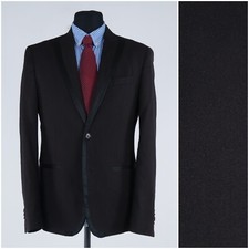 Mens Dark Brown Blazer 40R UK Size YES ZEE Wool Sport Coat Peak Lapel Jacket