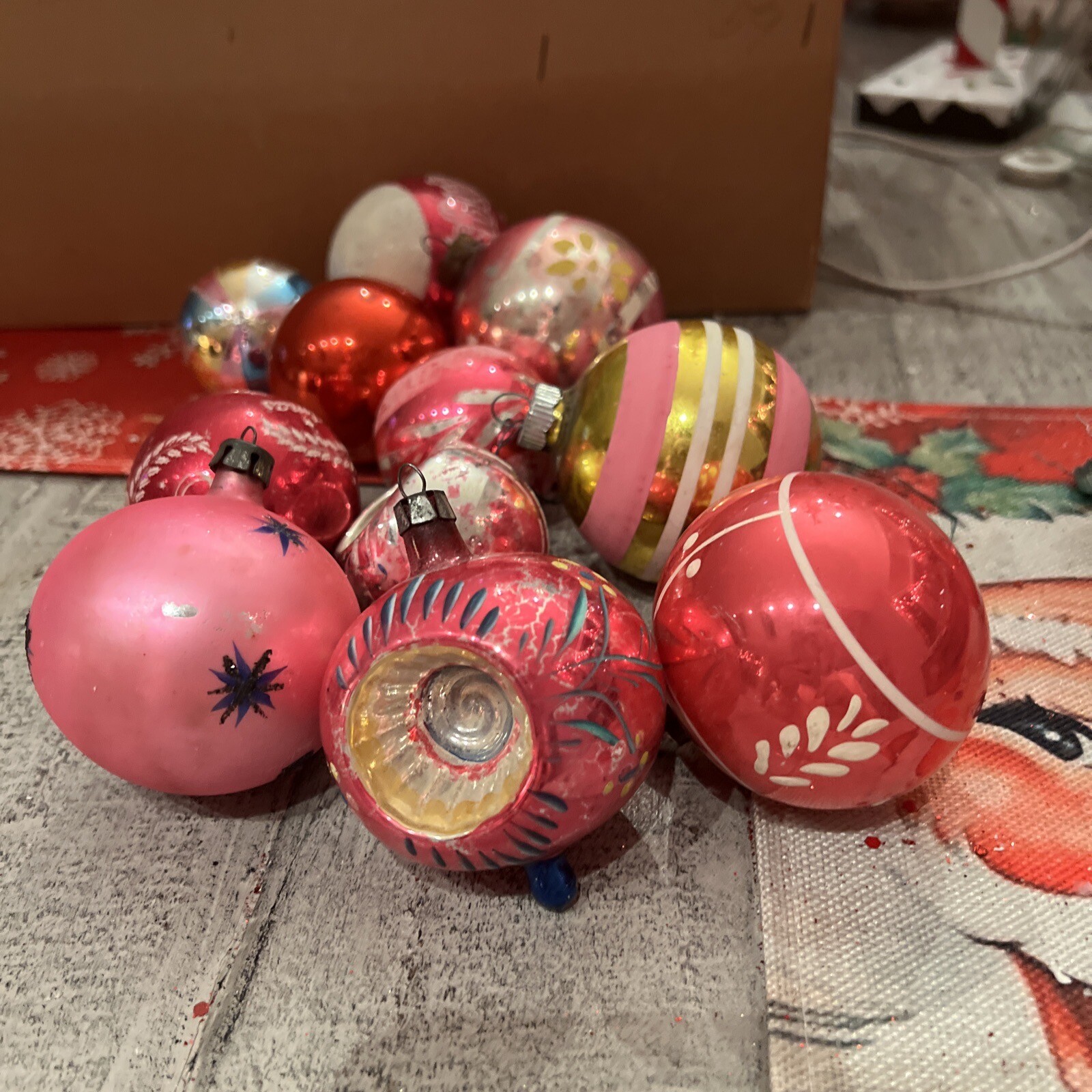 Vintage Lot Of Pink Antique Christmas Ornaments eBay
