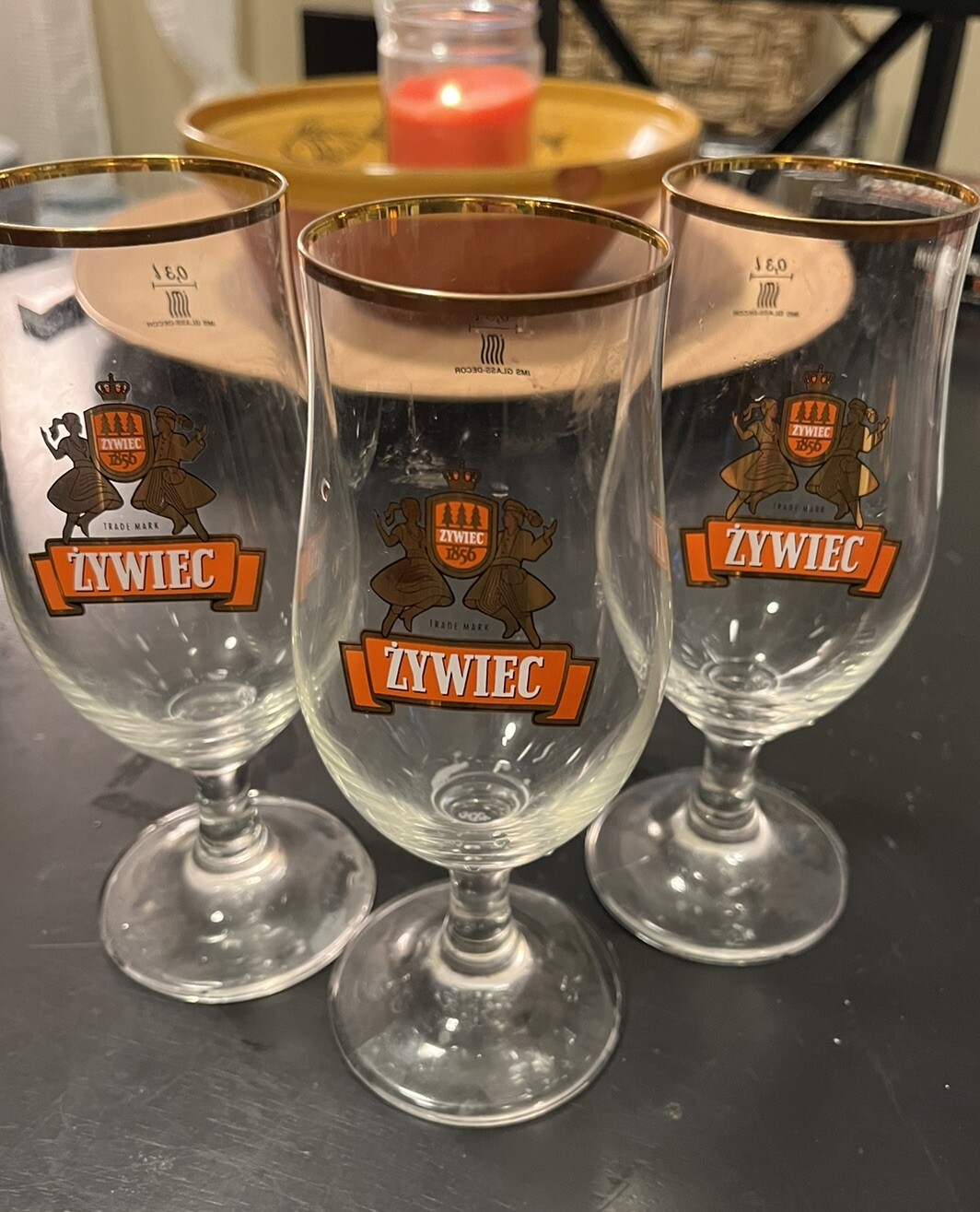 Zywiec Polish Lager Beer Chalice Tulip Glass 7 1/4" Tall 0.3L Set Of 3 eBay