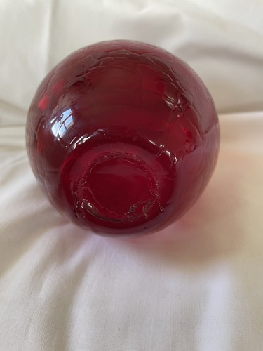Ruby Red Hand Blown Small Glass Pitcher With Clear Handles - Picture 4 of 5
