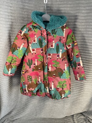 Oilily Mädchen Alpaka   Lama wattierter Mantel Fell gefüttert süß 7 Jahre 122 Preloved