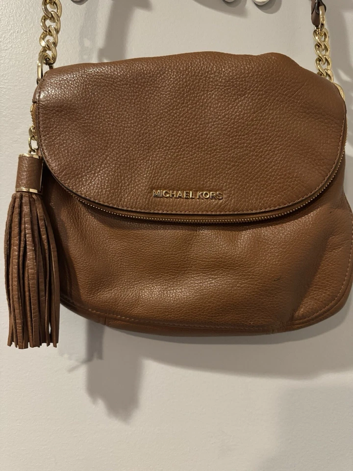 Michael Kors Brown Leather Handbag Bedford Flap Pebbled Leather - Image 2 of 4