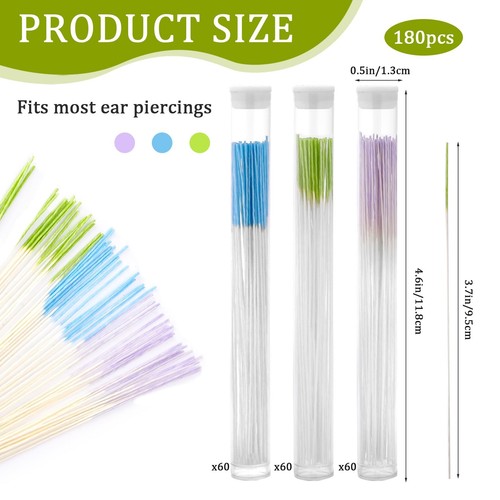 180 PCS Ear Care Kit - Disposable Piercing Cleaners (3 Colors) - Picture 7 of 7