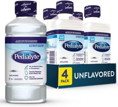 Pedialyte Electrolyte Drink, Hydration Drinks for Kids & Adults, Unflavored, 1 L