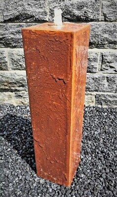 Säulenbrunnen 80 / 20 cm eckig Cortenstahl Roststahl incl. LED Gartenbrunnen
