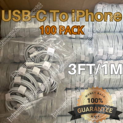 100X PD 20W USB C Fast Charger Cable Type C Cord 3FT For iPhone 14/13/12/11/XR/8