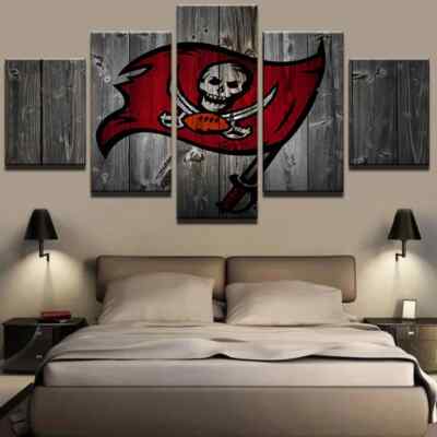 Tampa Bay Buccaneers Rustic Wood NFL Football Team 5 Piece Panel Canvas Wall Art