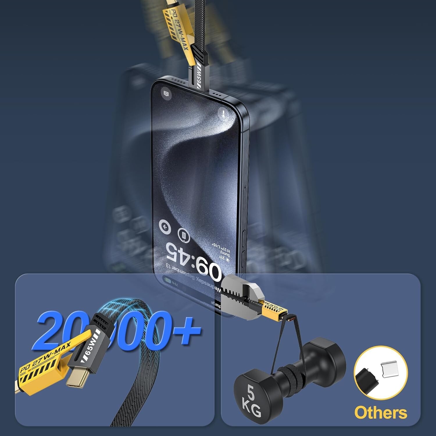 4Ft Multi Charging Cable 4in1 Universal Fast Charge USB A/C to Type C 65W 27W PD