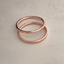 Dainty Copper Stacking Rings Set of 2 Solid copper ring  s Hammered finished.