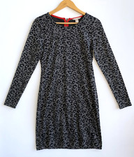BANANA REPUBLIC Gray  Black Animal Print Knit Shift Dress Zip exposure Size 6