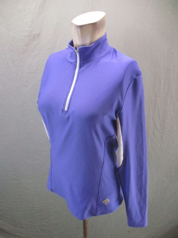 Pullover deportivo ligero Descente talla L para mujer azul 1/2 cremallera cuello alto 874 Foto 3 de 4