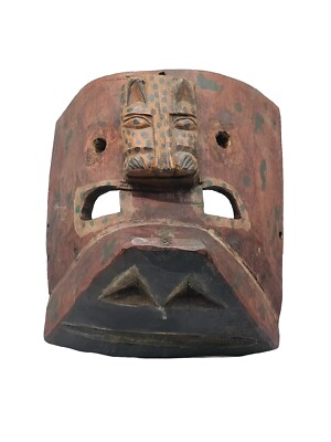 VTG Tribal Mask Quíche Mayas Indian Hand Carved Wood Animal Face Guatemala