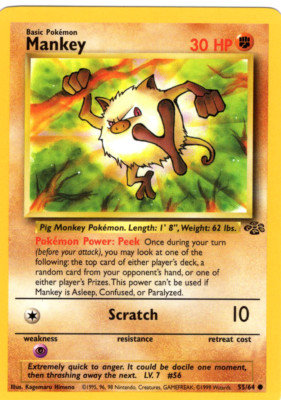 MANKEY 55/64 JUNGLE SET UNLIMITED POKEMON TCG CCG 1999 NM