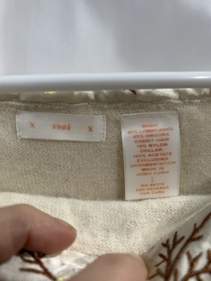 Raro Suéter Anthropologie Corderos Lana Mezcla Angora Serpiente Elegante Cuello Barco Talla L Foto 3 de 4