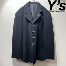Y's Yohji Yamamoto Women Stitched Blazer Tailored Jacket Wool Coat Black Japan