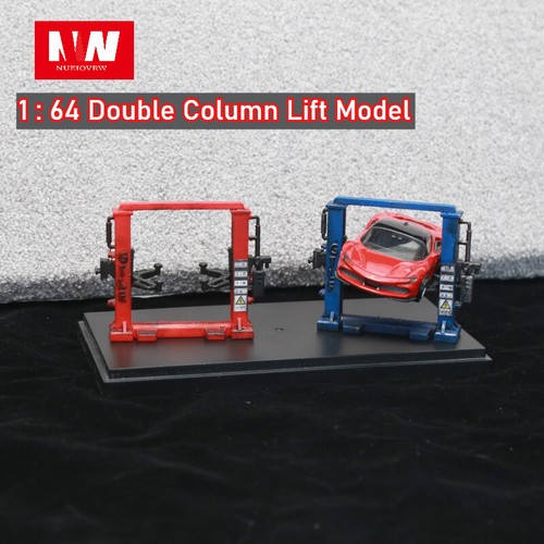 1:64 Diorama Old Double Column Lift Model Set Garage Workshop Repair Prop Model - Picture 10 of 16