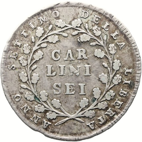 Moneda 6 Carlini República Napolitana 1798 Italia Plata (MO3712-) - Imagen 2 de 2